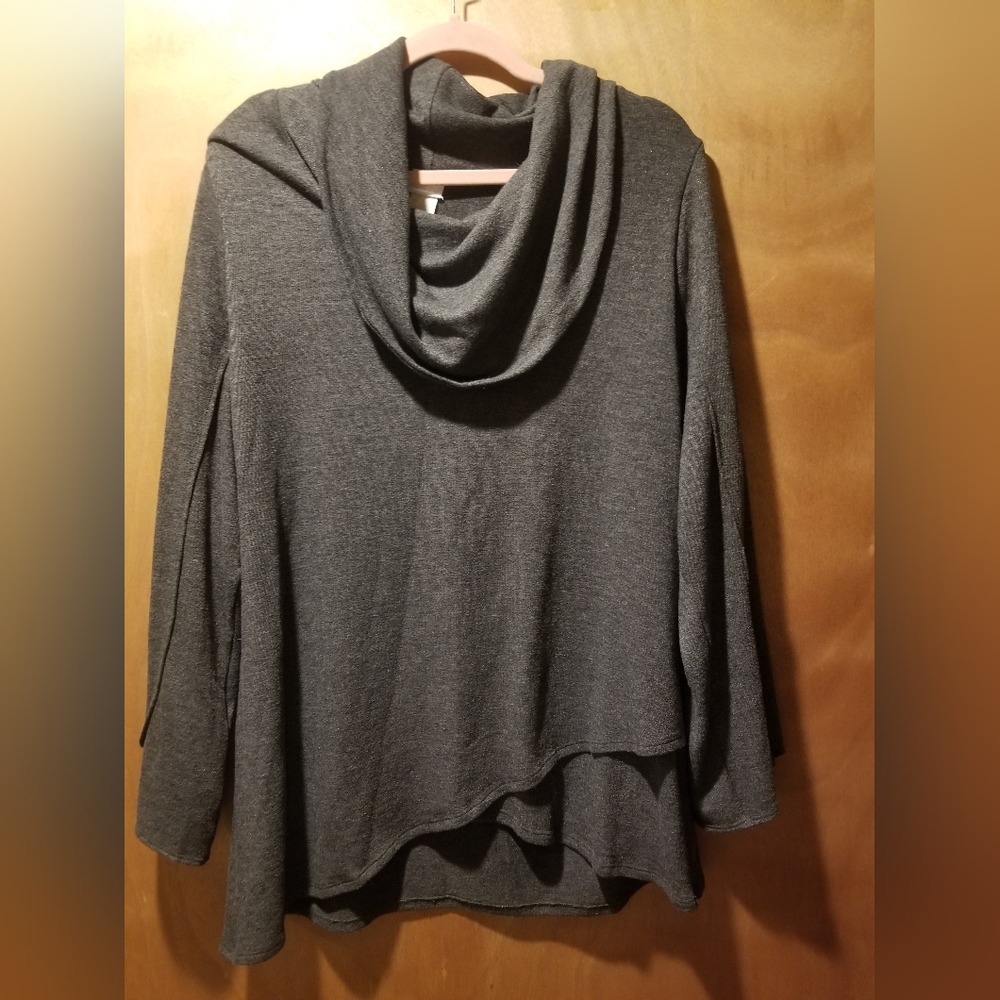 Gray sweater, cowl neck, 2x